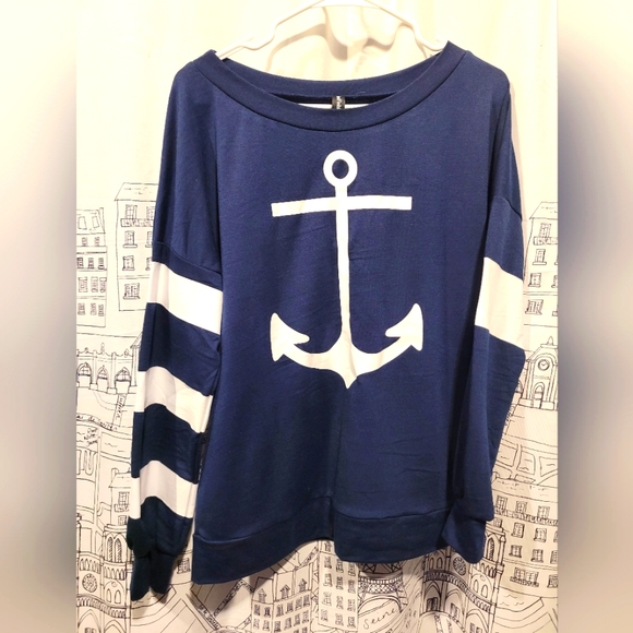 just fashion now Tops - NWOT Just Fashion Now Nautical Long Sleeve Shirt Size Medium